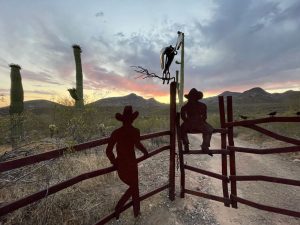 Image of Richard Mocco Sculpture Cowboy Gate at Harmony Hollow in Arizona