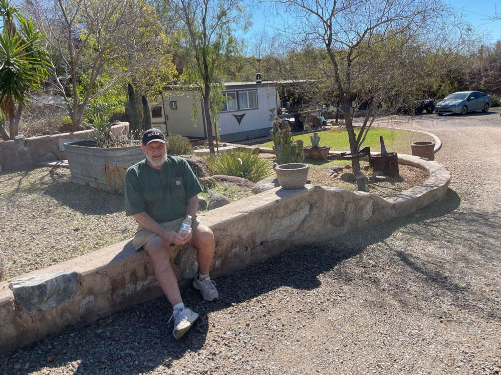 photo of skip, owner of the man cave, at the stamp mill arizona