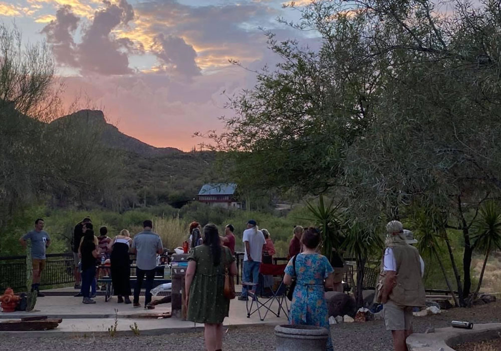 photo of gathering for the strawberry moon at the stamp mill arizona