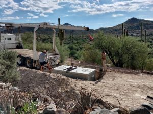 image of septic tank being installed at the harmony hollow arizona house