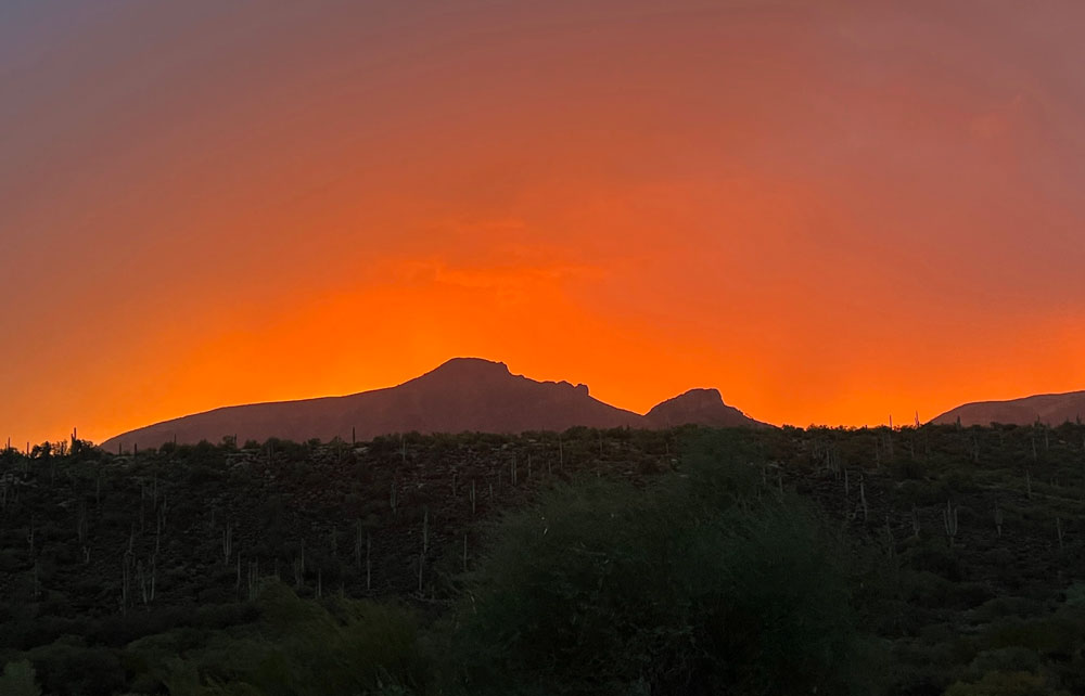 image of fiery sunset in the sonoran desert