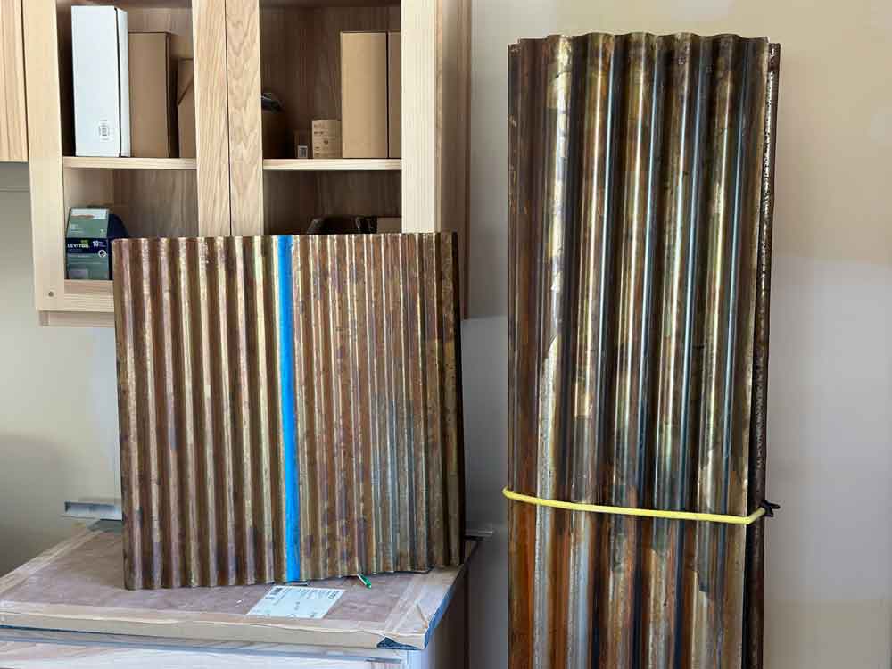 image of rusted corrugated experiments for kitchen walls